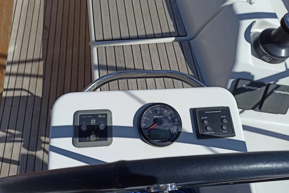 Cockpit of Esko (ex Manca), a Dufour 390 GL sailboat at Grad Pula, Croatia