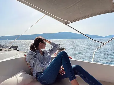 Deck of Altair, a Bavaria Cruiser 46 sailboat at Kotor, Montenegro
