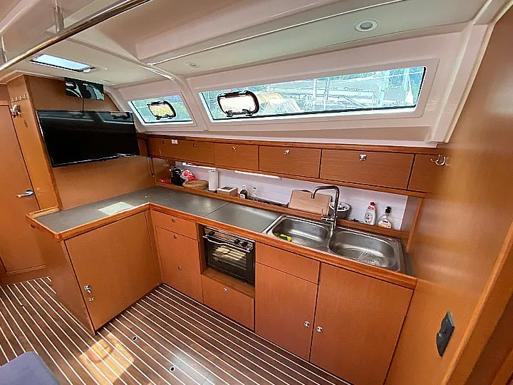 Galley of Altair, a Bavaria Cruiser 46 sailboat at Kotor, Montenegro