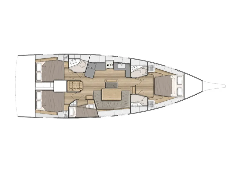 Floor plan of Calliope, a Beneteau Oceanis 46.1 sailboat at Rosignano Solvay, Italy