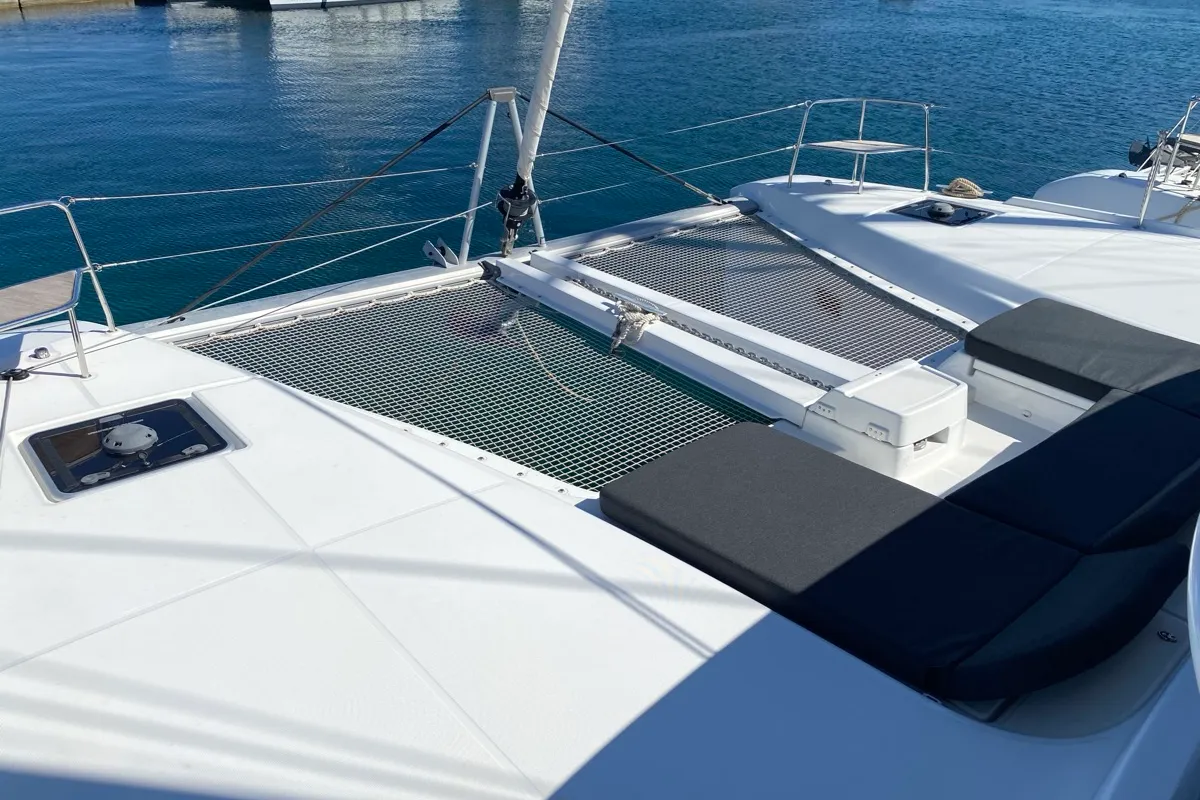 Deck of Hercules, a Lagoon 46 catamaran at Olbia, Italy
