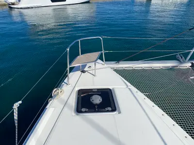 Deck of Hercules, a Lagoon 46 catamaran at Olbia, Italy