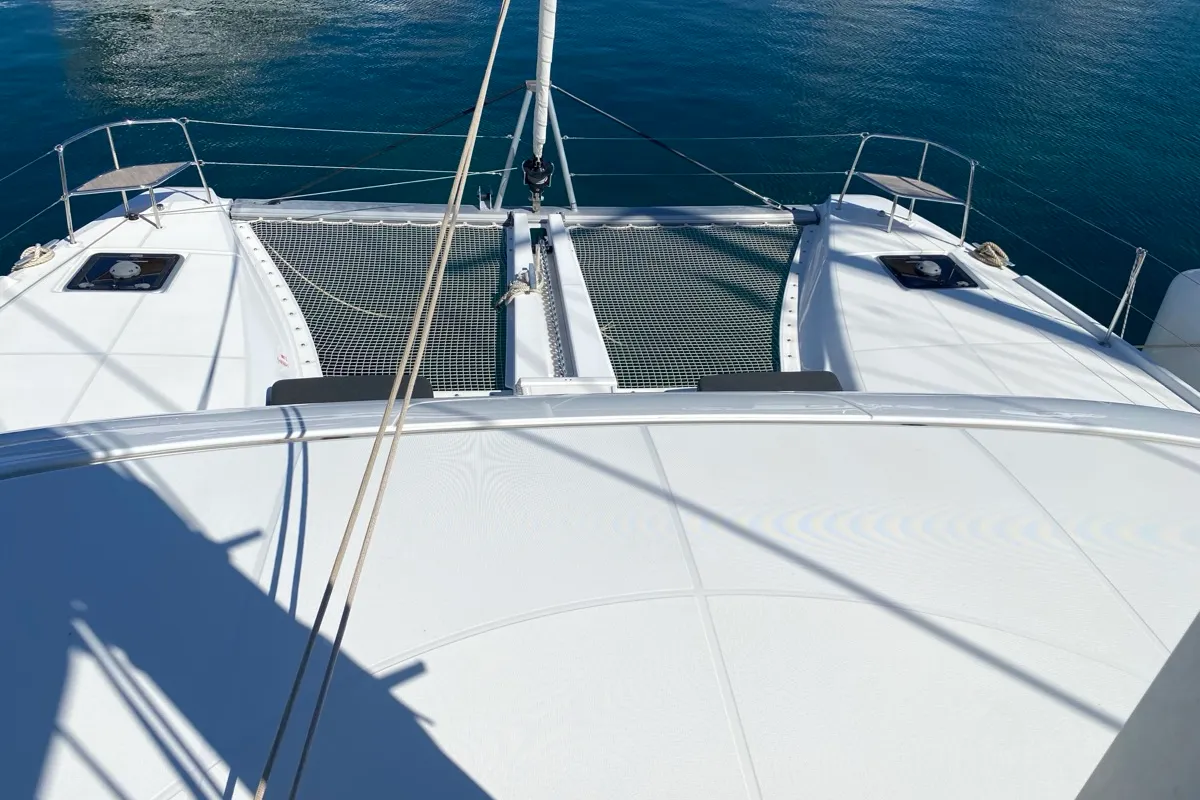 Deck of Hercules, a Lagoon 46 catamaran at Olbia, Italy