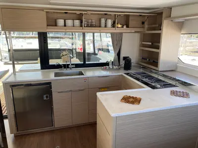 Galley of Hercules, a Lagoon 46 catamaran at Olbia, Italy