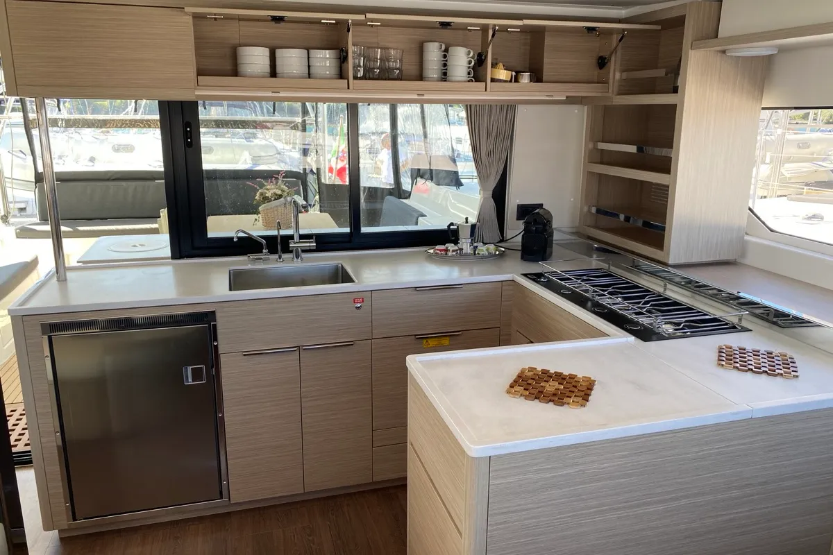 Galley of Hercules, a Lagoon 46 catamaran at Olbia, Italy