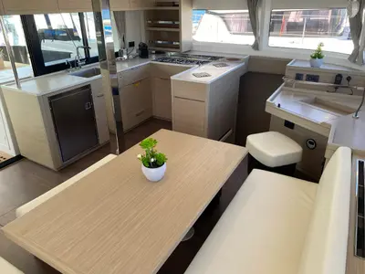 Salon of Hercules, a Lagoon 46 catamaran at Olbia, Italy