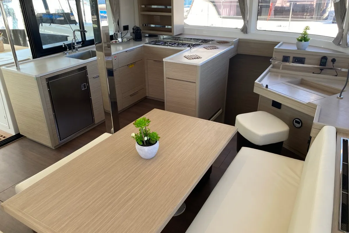 Salon of Hercules, a Lagoon 46 catamaran at Olbia, Italy