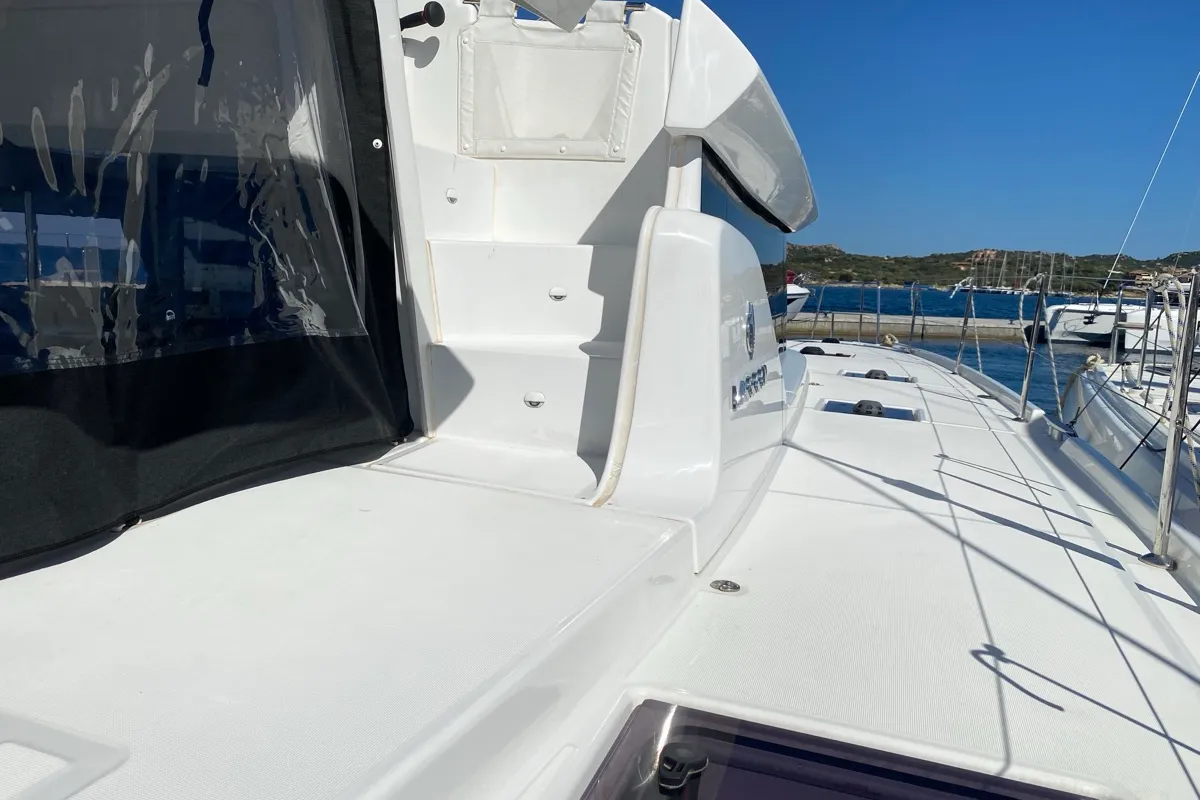 Deck of Hercules, a Lagoon 46 catamaran at Olbia, Italy