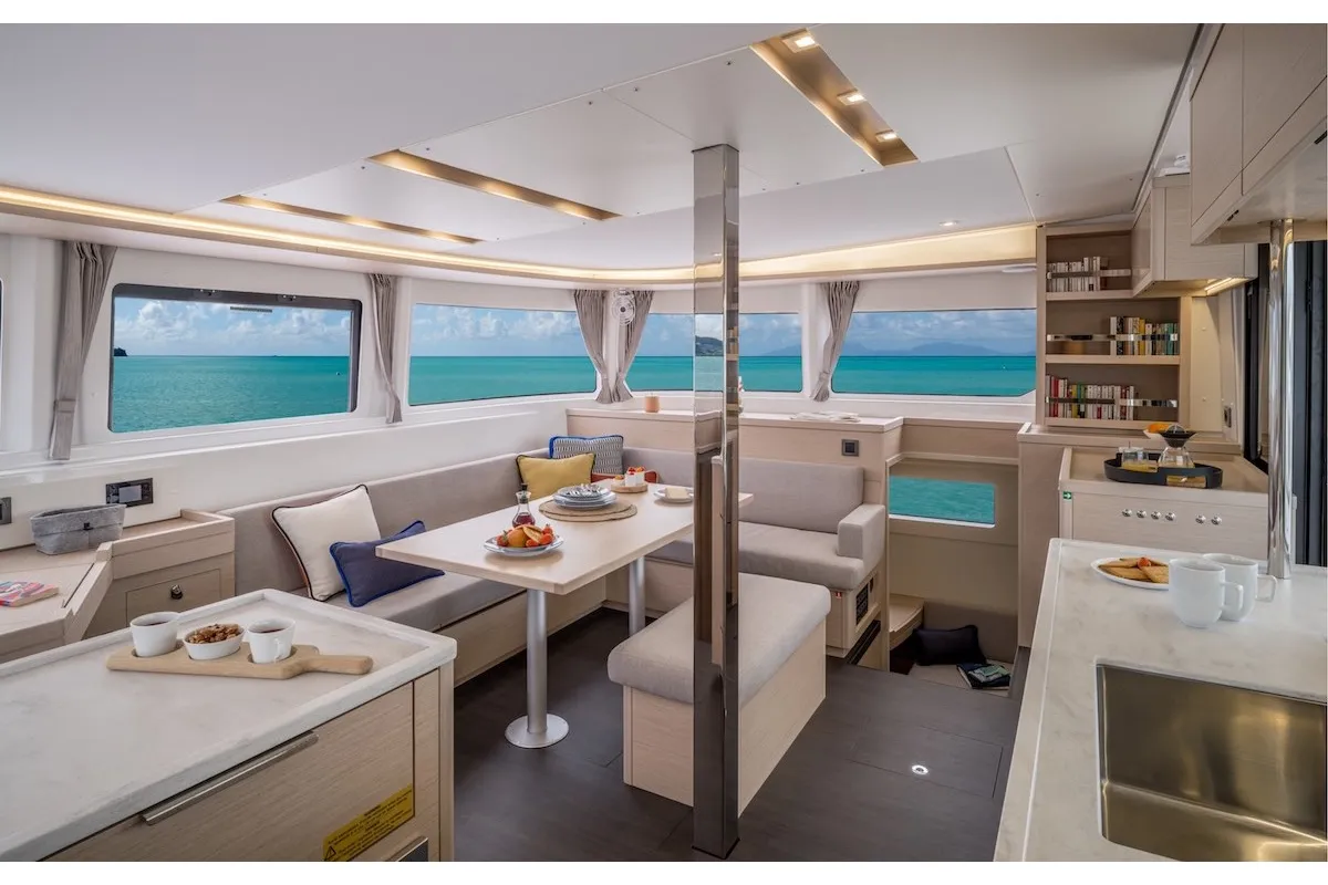 Salon of Hercules, a Lagoon 46 catamaran at Olbia, Italy