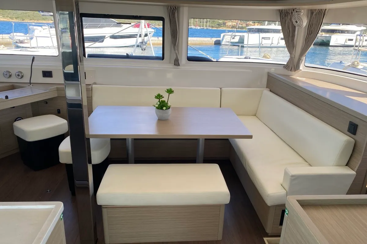 Salon of Hercules, a Lagoon 46 catamaran at Olbia, Italy