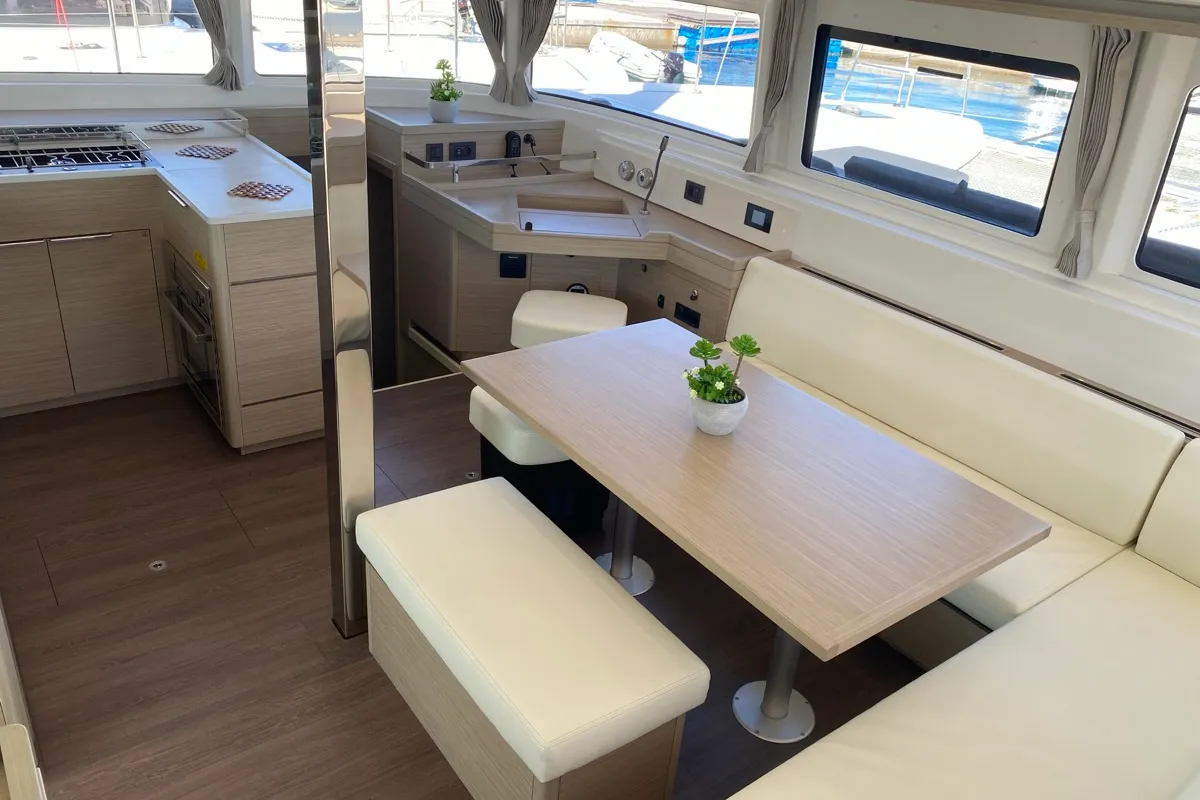 Salon of Hercules, a Lagoon 46 catamaran at Olbia, Italy