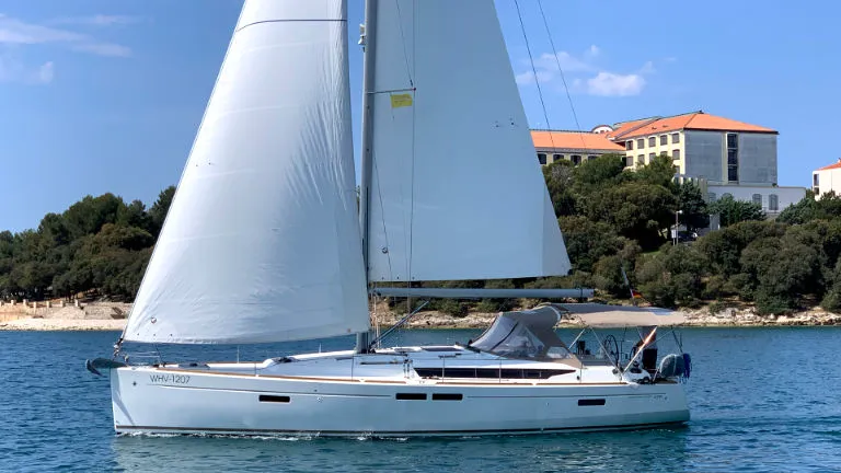 Exterior view of Vencel, a Jeanneau Sun Odyssey 479 sailboat at Grad Pula, Croatia