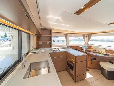 Galley of Harmony, a Lagoon 46 catamaran at Lavreotiki Municipal Unit, Greece