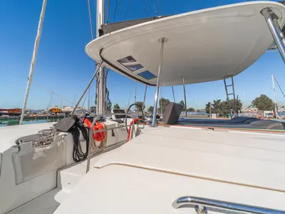 Deck of Harmony, a Lagoon 46 catamaran at Lavreotiki Municipal Unit, Greece