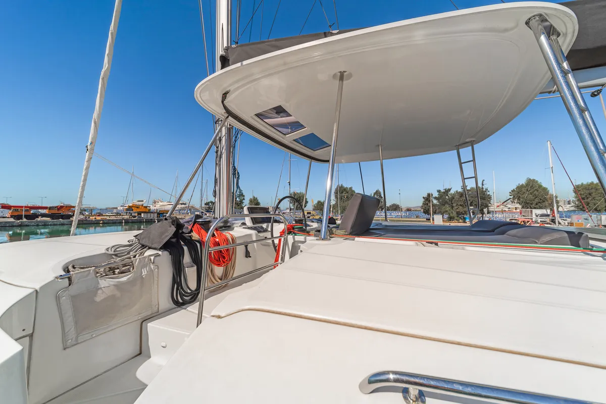 Deck of Harmony, a Lagoon 46 catamaran at Lavreotiki Municipal Unit, Greece
