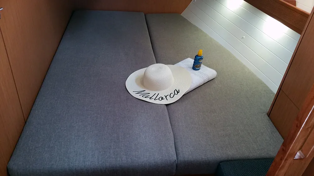 Cabin on Quantum, a Bavaria Cruiser 50 sailboat at Llucmajor, Spain