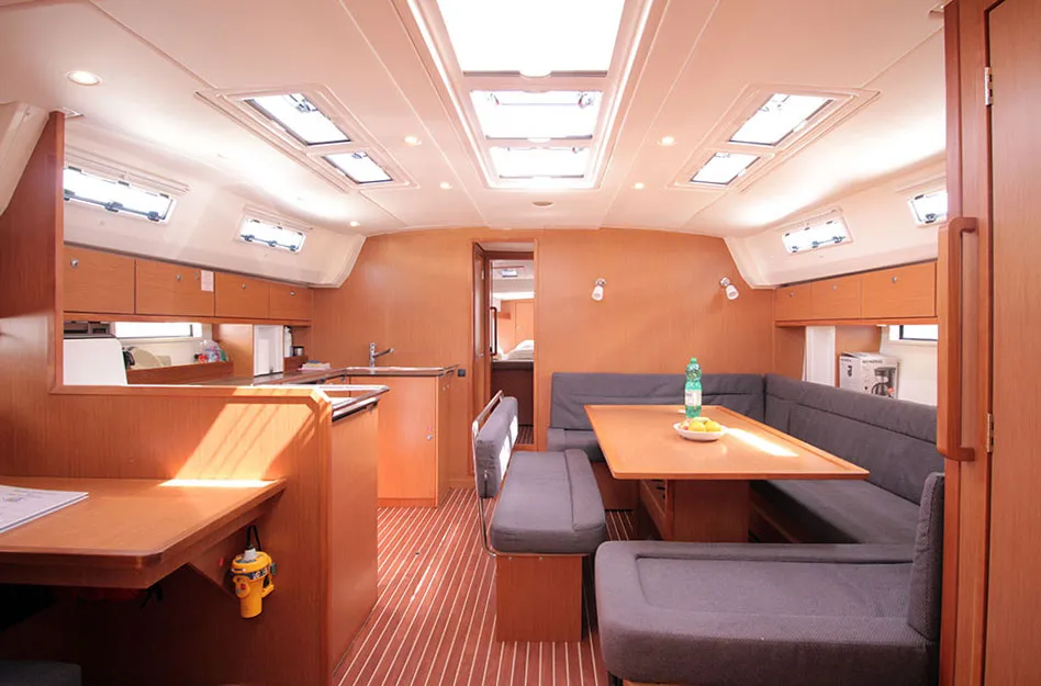 Salon of Quantum, a Bavaria Cruiser 50 sailboat at Llucmajor, Spain