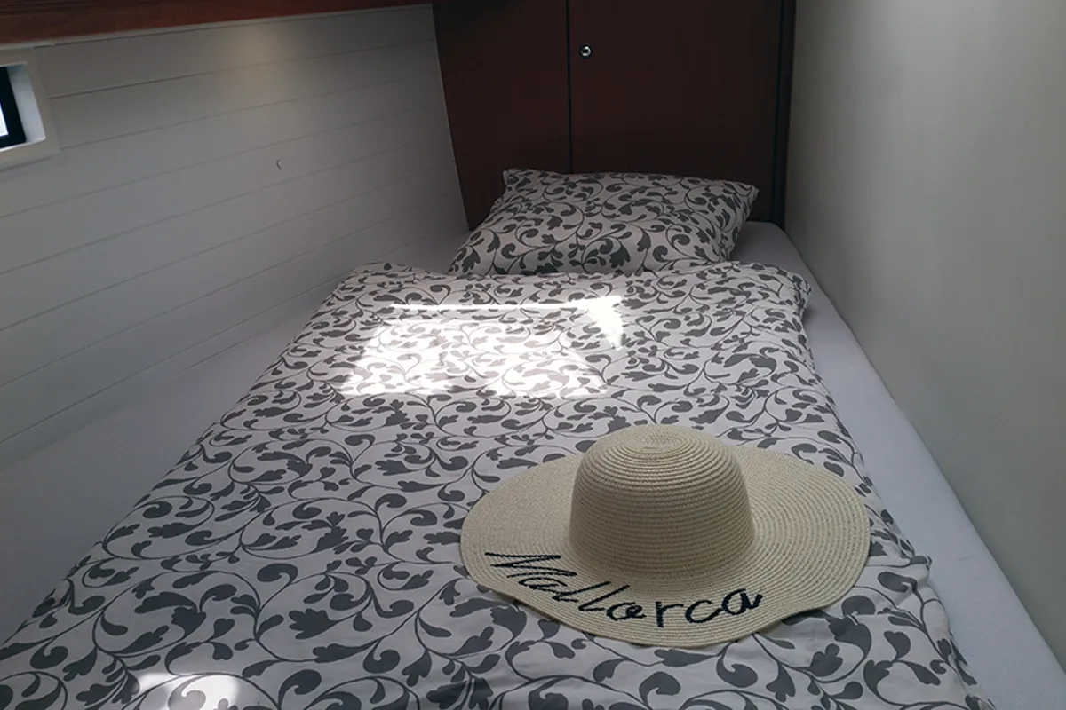 Cabin on Quantum, a Bavaria Cruiser 50 sailboat at Llucmajor, Spain