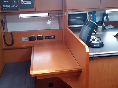 Galley of Quantum, a Bavaria Cruiser 50 sailboat at Llucmajor, Spain
