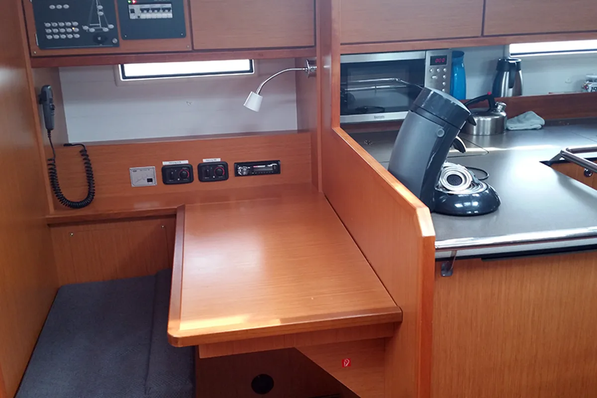Galley of Quantum, a Bavaria Cruiser 50 sailboat at Llucmajor, Spain