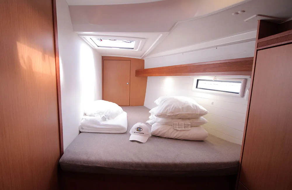 Cabin on Quantum, a Bavaria Cruiser 50 sailboat at Llucmajor, Spain