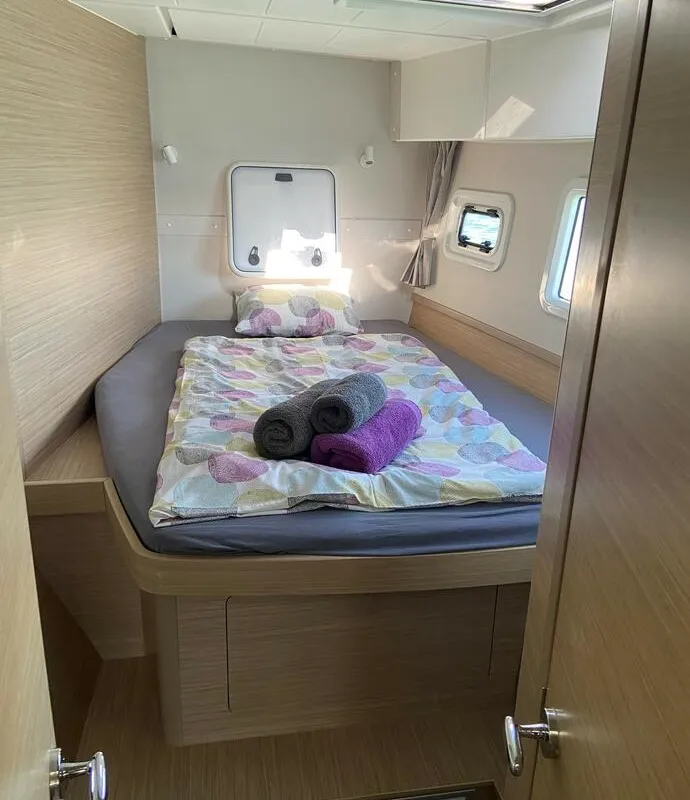 Cabin on Laurencia, a Lagoon 42 catamaran at Felanitx, Spain