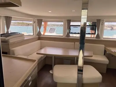 Salon of Laurencia, a Lagoon 42 catamaran at Felanitx, Spain