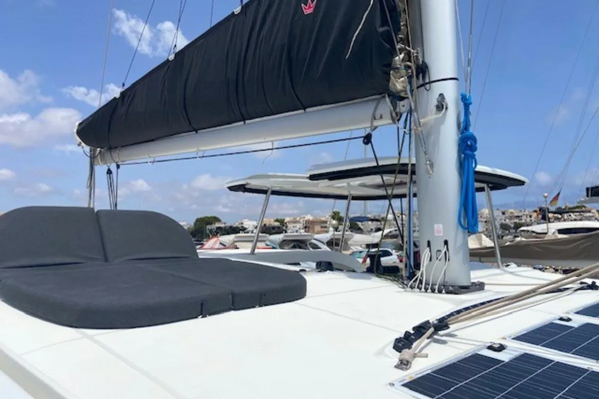 Deck of Laurencia, a Lagoon 42 catamaran at Felanitx, Spain