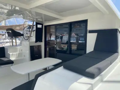 Deck of Laurencia, a Lagoon 42 catamaran at Felanitx, Spain