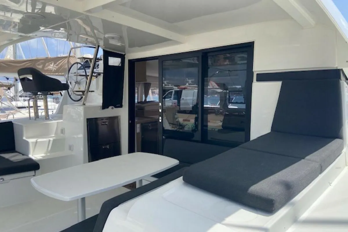 Deck of Laurencia, a Lagoon 42 catamaran at Felanitx, Spain