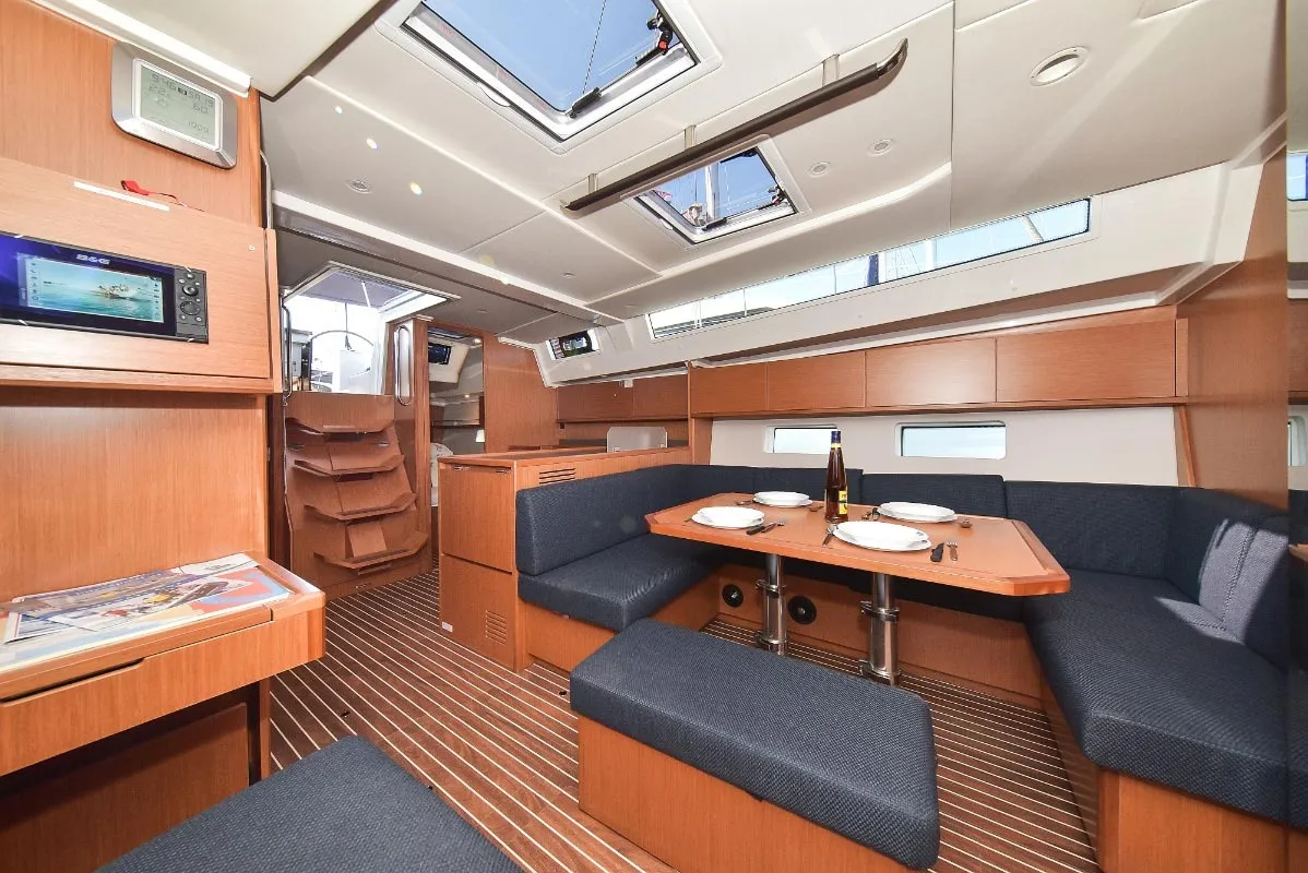 Salon of NADINE, a Bavaria Cruiser 45 sailboat at Sukošan, Croatia