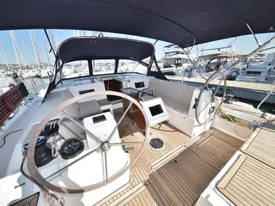 Cockpit of NADINE, a Bavaria Cruiser 45 sailboat at Sukošan, Croatia