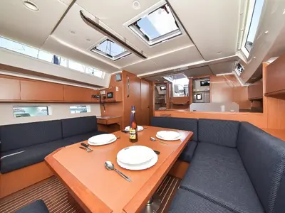 Salon of NADINE, a Bavaria Cruiser 45 sailboat at Sukošan, Croatia