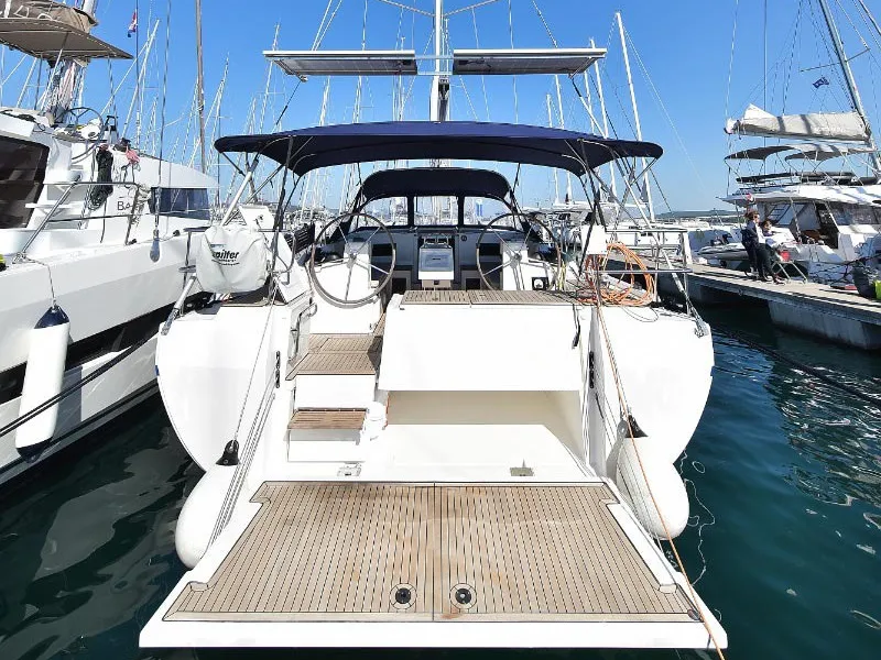 Exterior view of NADINE, a Bavaria Cruiser 45 sailboat at Sukošan, Croatia