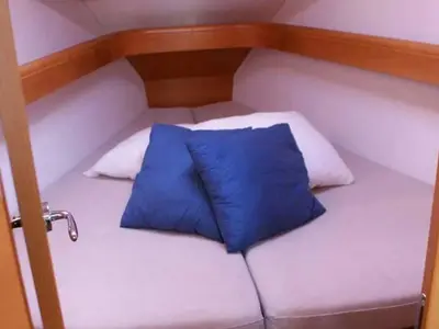 Cabin on Frivola, a Jeanneau Sun Odyssey 36i sailboat at Punta Ala, Italy