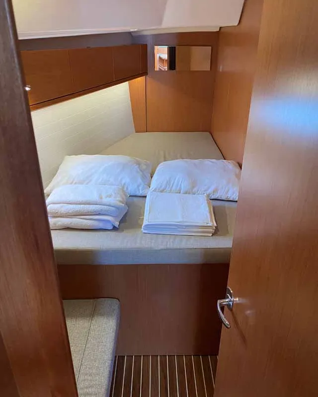 Cabin on Regulus, a Bavaria Cruiser 46 sailboat at Fethiye, Turkey
