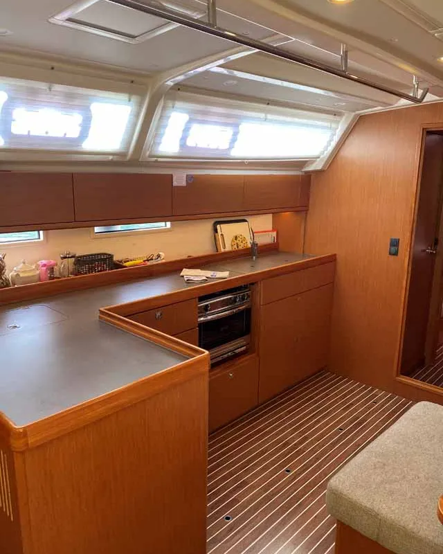 Galley of Regulus, a Bavaria Cruiser 46 sailboat at Fethiye, Turkey
