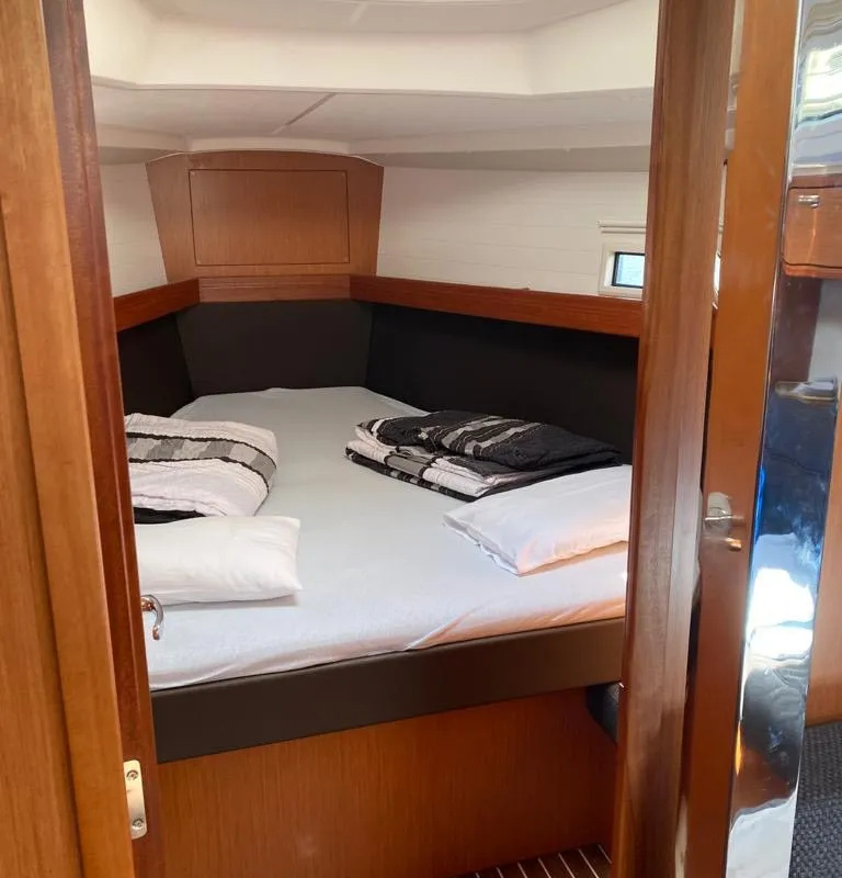 Cabin on Papajoe, a Bavaria Cruiser 37 sailboat at Lelystad, Netherlands
