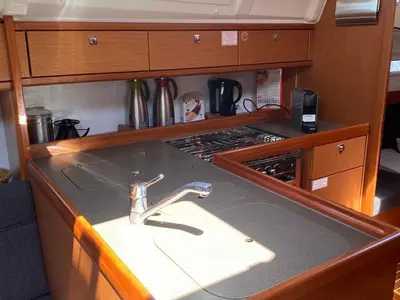 Galley of Papajoe, a Bavaria Cruiser 37 sailboat at Lelystad, Netherlands
