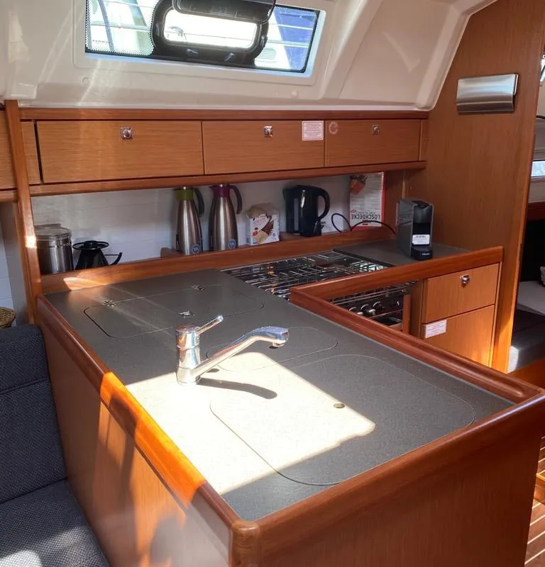 Galley of Papajoe, a Bavaria Cruiser 37 sailboat at Lelystad, Netherlands