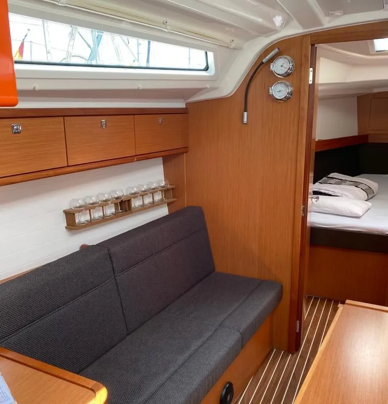 Salon of Papajoe, a Bavaria Cruiser 37 sailboat at Lelystad, Netherlands