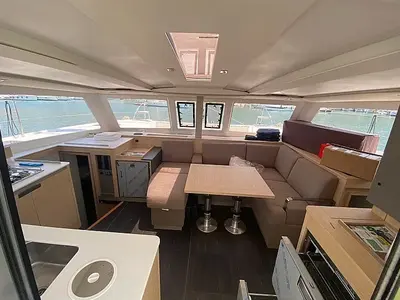 Salon of Elia, a Fountaine Pajot Isla 40 catamaran at Municipal Unit of Lefkada, Greece