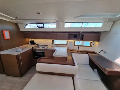 Galley of Tsuki, a Beneteau Oceanis 51.1 sailboat at Lavrion, Greece