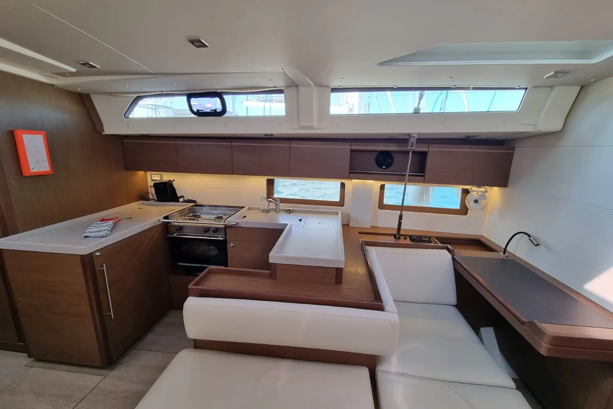 Galley of Tsuki, a Beneteau Oceanis 51.1 sailboat at Lavrion, Greece