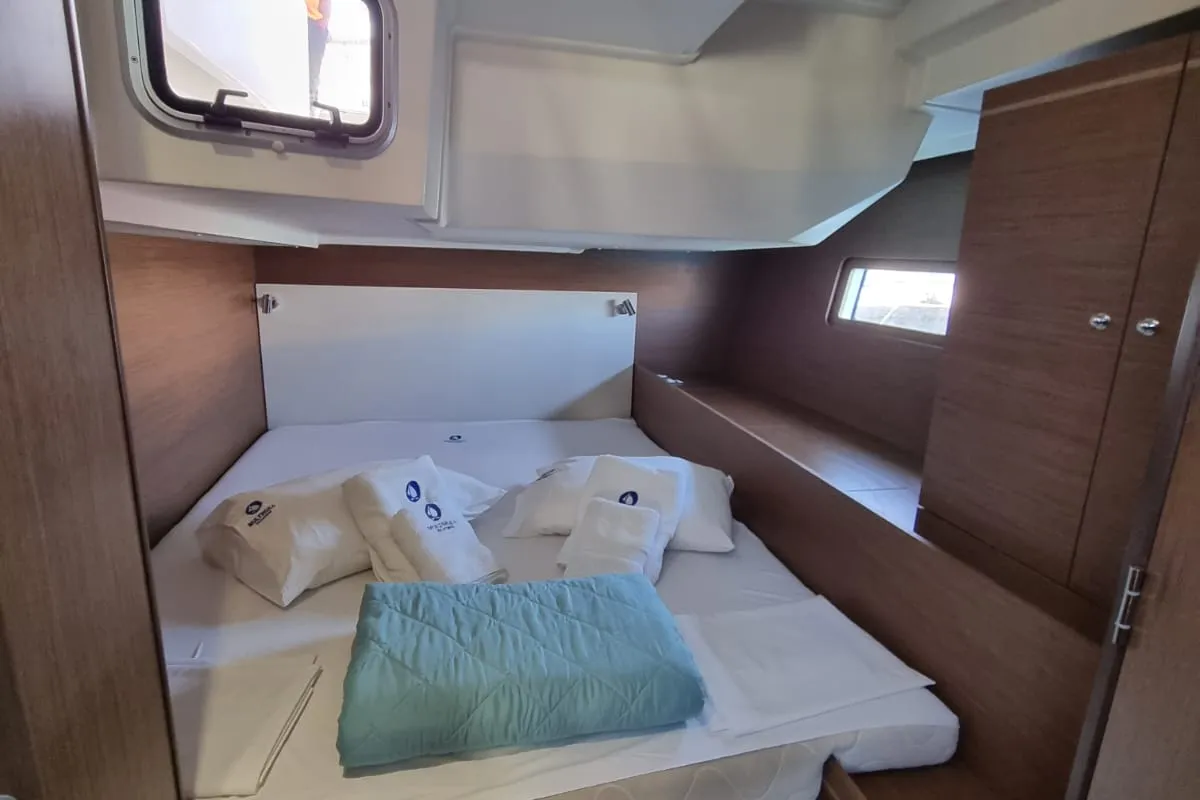 Deck of Tsuki, a Beneteau Oceanis 51.1 sailboat at Lavrion, Greece