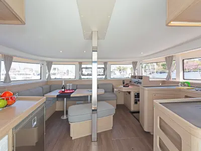 Galley of Playtime, a Lagoon 42 catamaran at Parikia, Greece