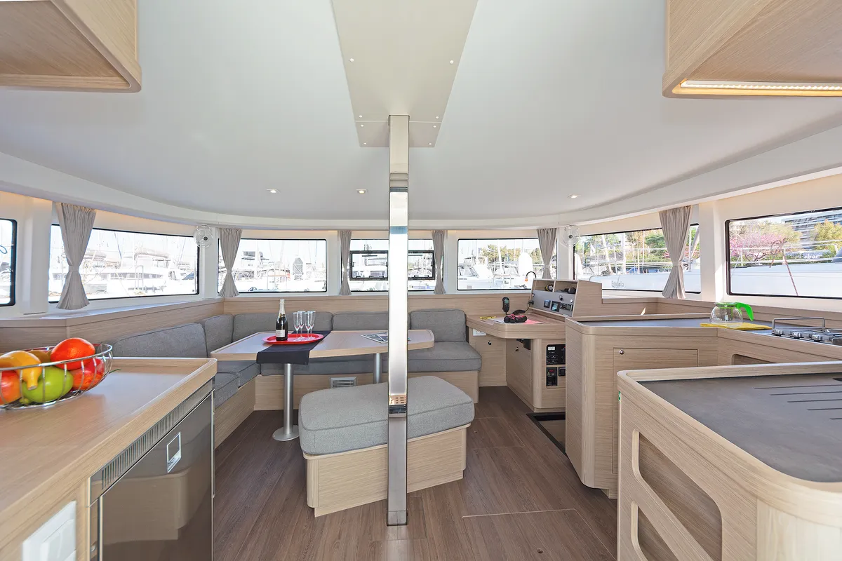Galley of Playtime, a Lagoon 42 catamaran at Parikia, Greece