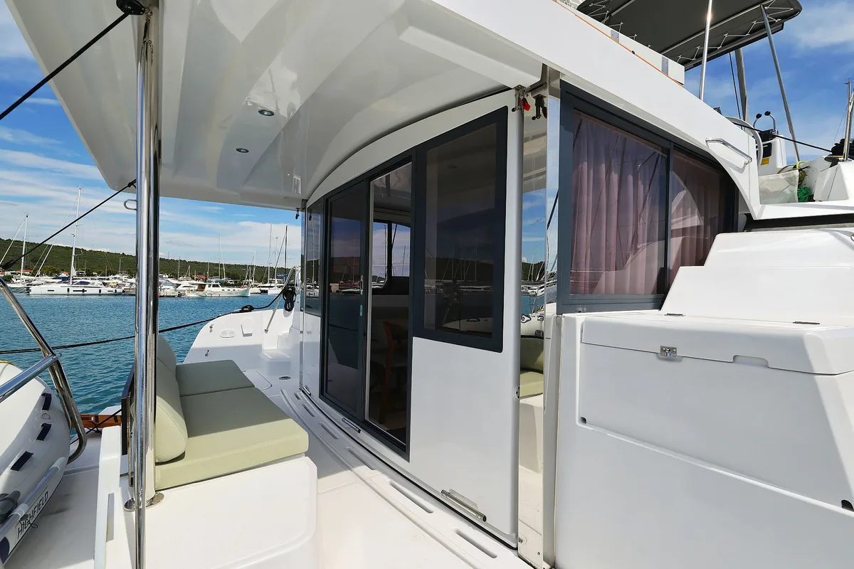 Deck of Playtime - OW, a Bali Catspace OW catamaran at Općina Sukošan, Croatia