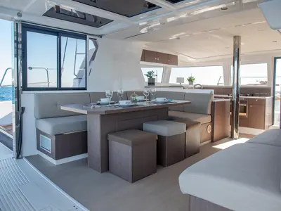Salon of Kos 42.4, a Bali 4.2 catamaran at Municipal Unit of Lefkada, Greece