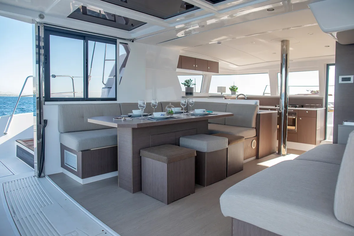 Salon of Kos 42.4, a Bali 4.2 catamaran at Municipal Unit of Lefkada, Greece